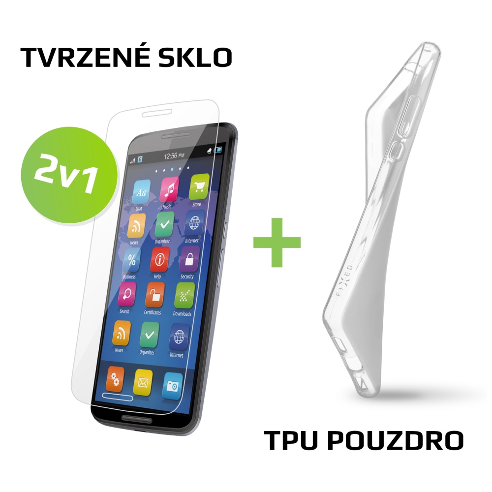 Balíček FIXED 2v1 pro Huawei P9 Lite - TPU gelové pouzdro + sklo na displej