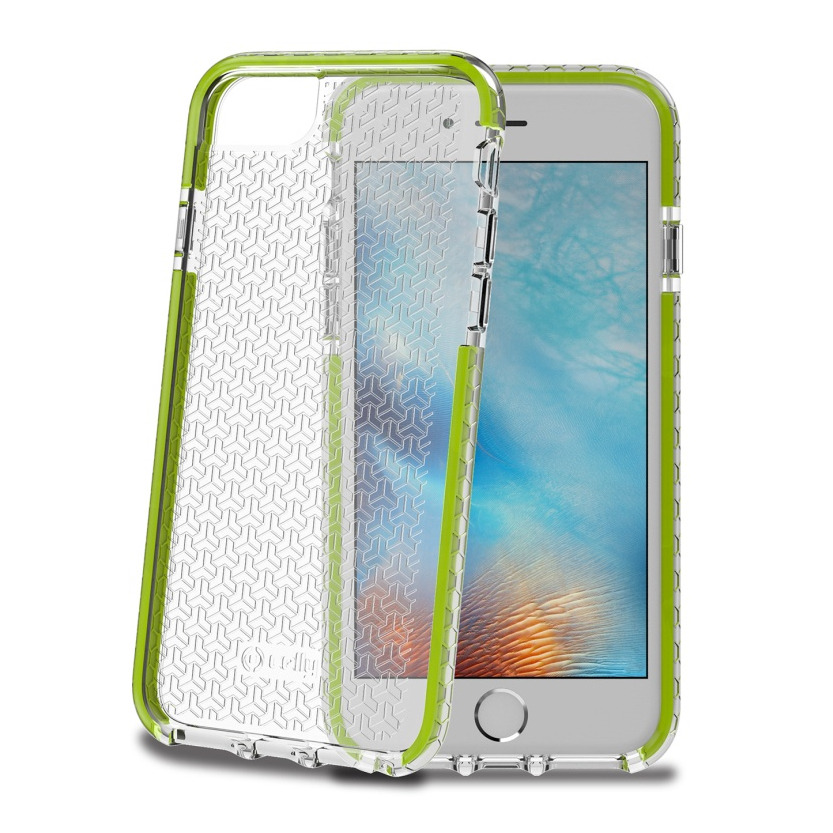 Zadní nárazuvzdorný pružný kryt CELLY Hexagon MILITARY TEST pro iPhone 6 / 6S / 7 / 8 / SE 2020 / SE 2022, zelený