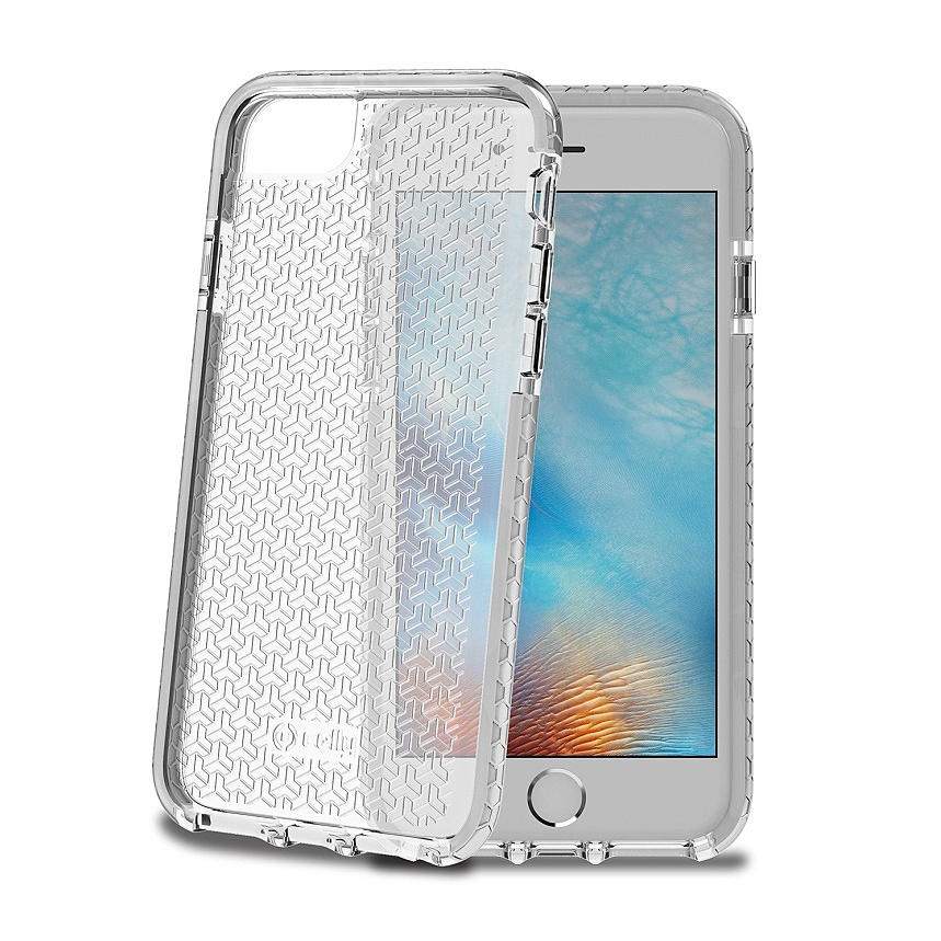 Zadní nárazuvzdorný pružný kryt CELLY Hexagon MILITARY TEST pro iPhone 6 / 6S / 7 / 8 / SE 2020 / SE 2022, bílý