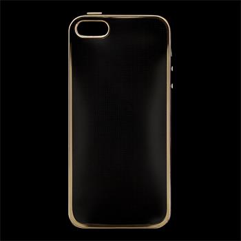Kisswill TPU silikonové transparentní pouzdro / GOLD zlatá barva pro iPhone 5 / 5S