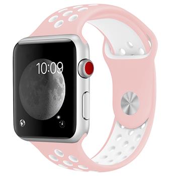 Tactical 123 Double Silikonový Řemínek pro Apple Watch 1 / 2 / 3 / 4 / 5 / 6 / SE 38 / 40mm PINK růžová barva / WHITE bílá barva