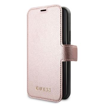 GUFLBKSN61IGLRG Guess Iridescent knížkové pouzdro pro iPhone 11 Black / Rose
