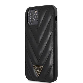 GUHCP12LPUVQTMLBK Guess V Quilted Zadní Kryt pro iPhone 12 Pro Max 6.7 Black