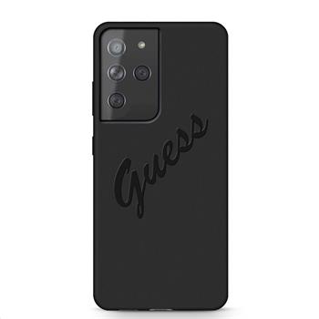 GUHCS21LLSVSBK Guess Silicone Vintage Zadní Kryt pro Samsung Galaxy S21 Ultra Black