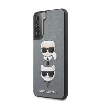 KLHCS21MSAKICKCSL Karl Lagerfeld Saffiano K&C Heads Kryt pro Samsung Galaxy S21+ Silver