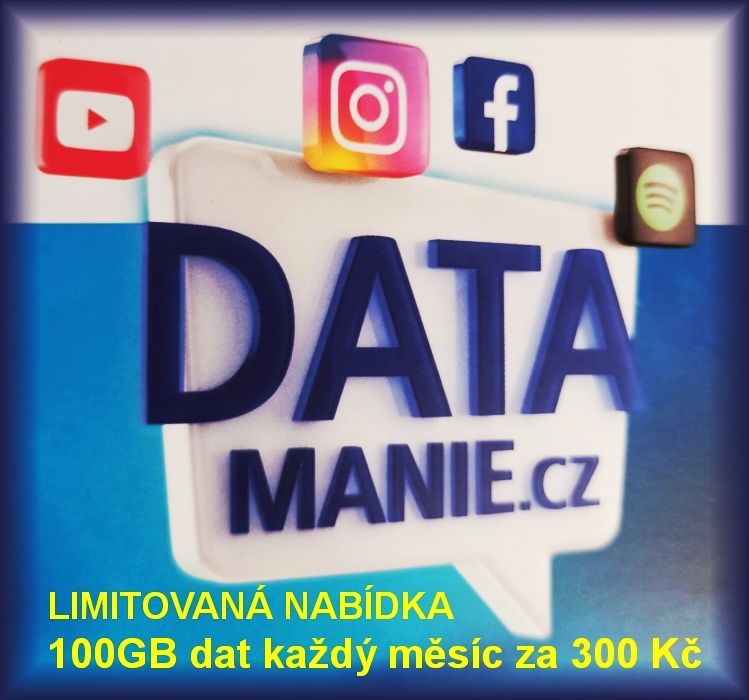 Datamanie O2 SIM karta 100GB dat na měsíc za 300 Kč