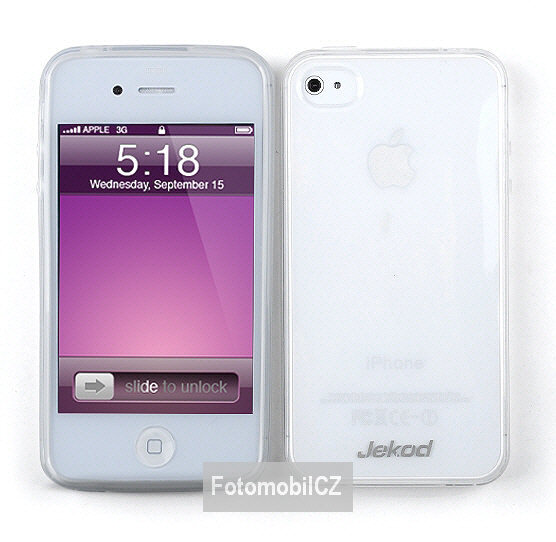 Silikonové pouzdro kryt JEKOD TPU + fólie White pro iPhone 4S