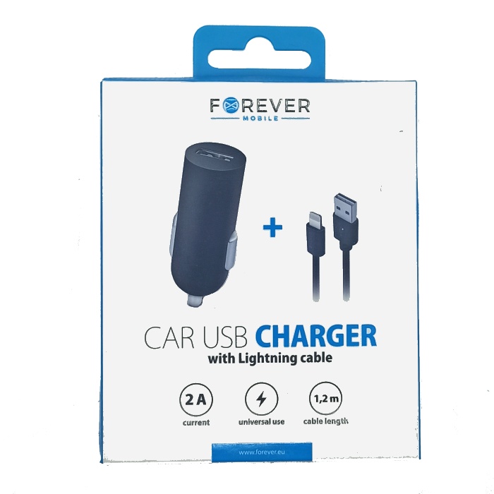 Nabíječka do auta Forever USB 2A M02 s lightning kabelem
