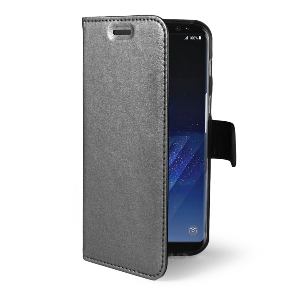 Ultra tenké pouzdro typu kniha CELLY Air pro Samsung G955F Galaxy S8 Plus, stříbrné