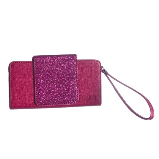 Pouzdro CELLY Glitty Pochette pro Apple iPhone 5 / 5S / SE, kolekce GLAMme, vínové