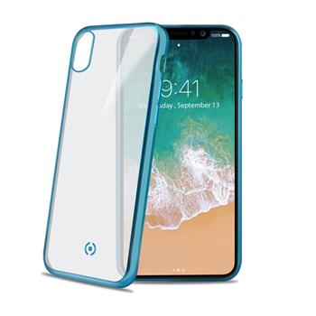 TPU silikonové pouzdro CELLY Laser - lemování s matným kovovým efektem pro iPhone X / XS, světle modré