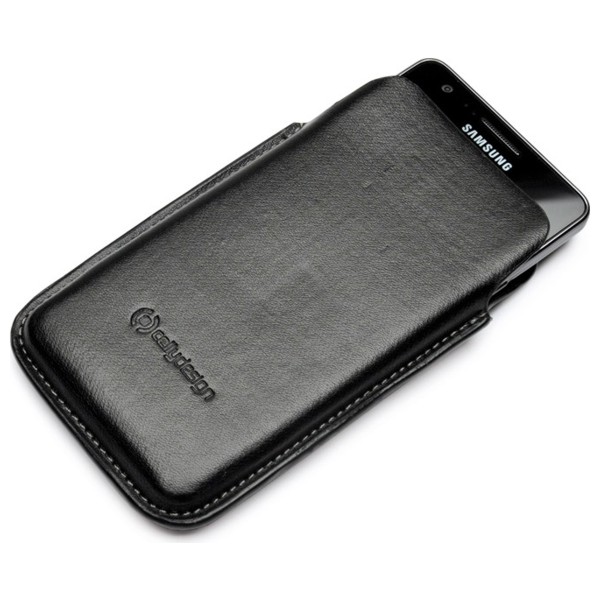 pouzdro CELLY ZEN, černé, kožené, XL, Samsung Galaxy SII