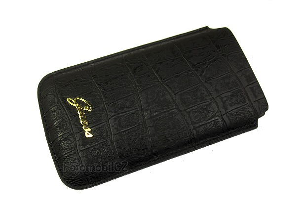 Kožené pouzdro Guess GUPOS3CMB Black Crocodile pro IPhone SE 2022 / SE 2020 / 8 / 7 / 6S / 6