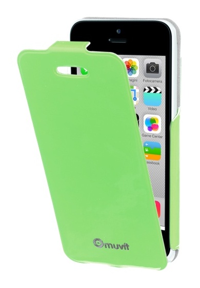 Pouzdro flap MUVIT Fluo pro Apple iPhone 5C, zelené