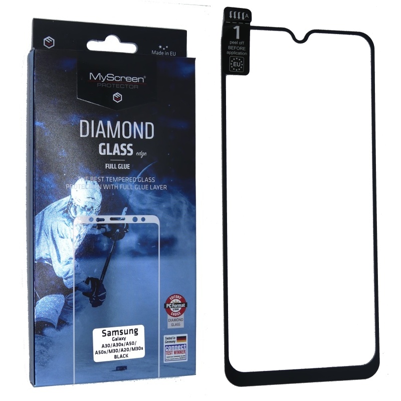 Ochranné sklo displeje MyScreen Diamond Glass FullGlue černé pro Samsung Galaxy A30 / A50
