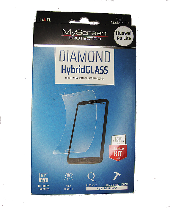 Ochranné sklo displeje MyScreen Diamond HYBRID GLASS černé pro Huawei P9 Lite (2016)