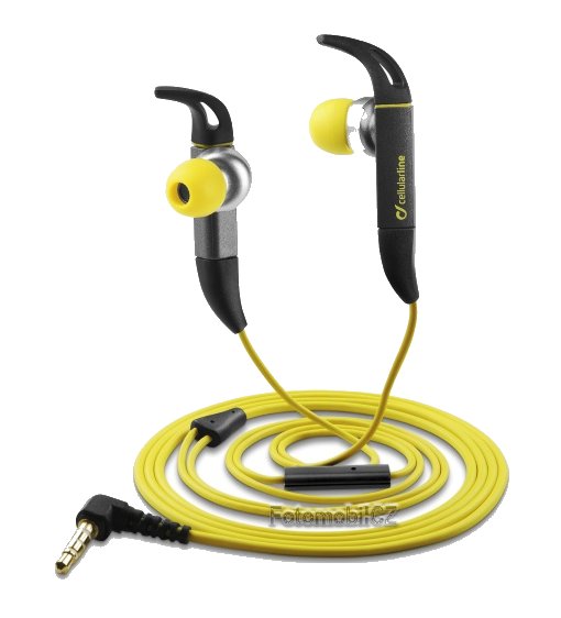 Sportovní sluchátka CellularLine KITE SPORT s mikrofonem, 3,5 mm jack, žlutá