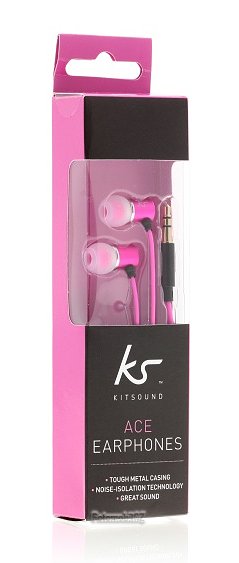 In-ear sluchátka KitSound Ace s mikrofonem, 3,5 mm jack, růžová