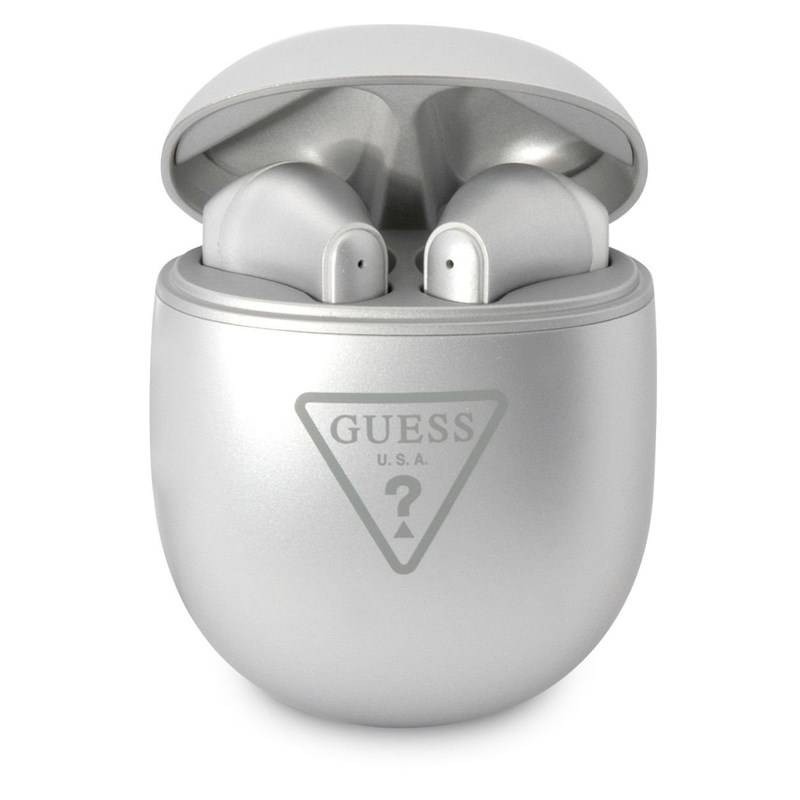 Guess True Wireless Triangle Logo BT5.2 4H Stereo (GUTWST82TRS) stříbrná