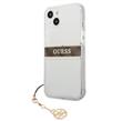 Pouzdro Guess PC/TPU 4G Brown Stripe iPhone 13 mini čiré