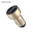 USAMS 3.4A Dual USB / Digital displej Metal Autonabíječka GOLD zlatá barva (EU Blister)