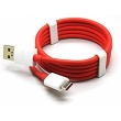 One Plus 3 3T Originální Type C Datový kabel WHITE bílá barva / Red (Bulk)