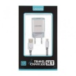 USAMS CC023 Dual 2.4A USB Cestovní nabíječka + U-Trans Type C Kabel WHITE bílá barva / Grey (EU Blister)
