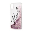 KLHCI65TRKSIGPI Karl Lagerfeld Signature TPU silikonové pouzdro Glitter Star PINK růžová barva pro iPhone XS Max