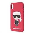 KLHCI61SLFKRE Karl Lagerfeld Full Body Iconic Silikonové Pouzdro pro iPhone XR Red